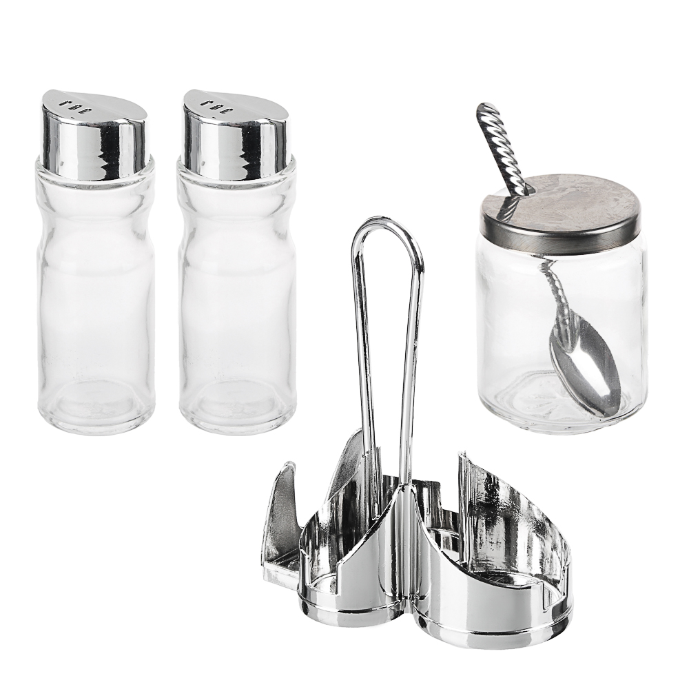 Набор для соли, перца и горчицы с салфетницей "Комфорт", h13см, арт.№ 828-145