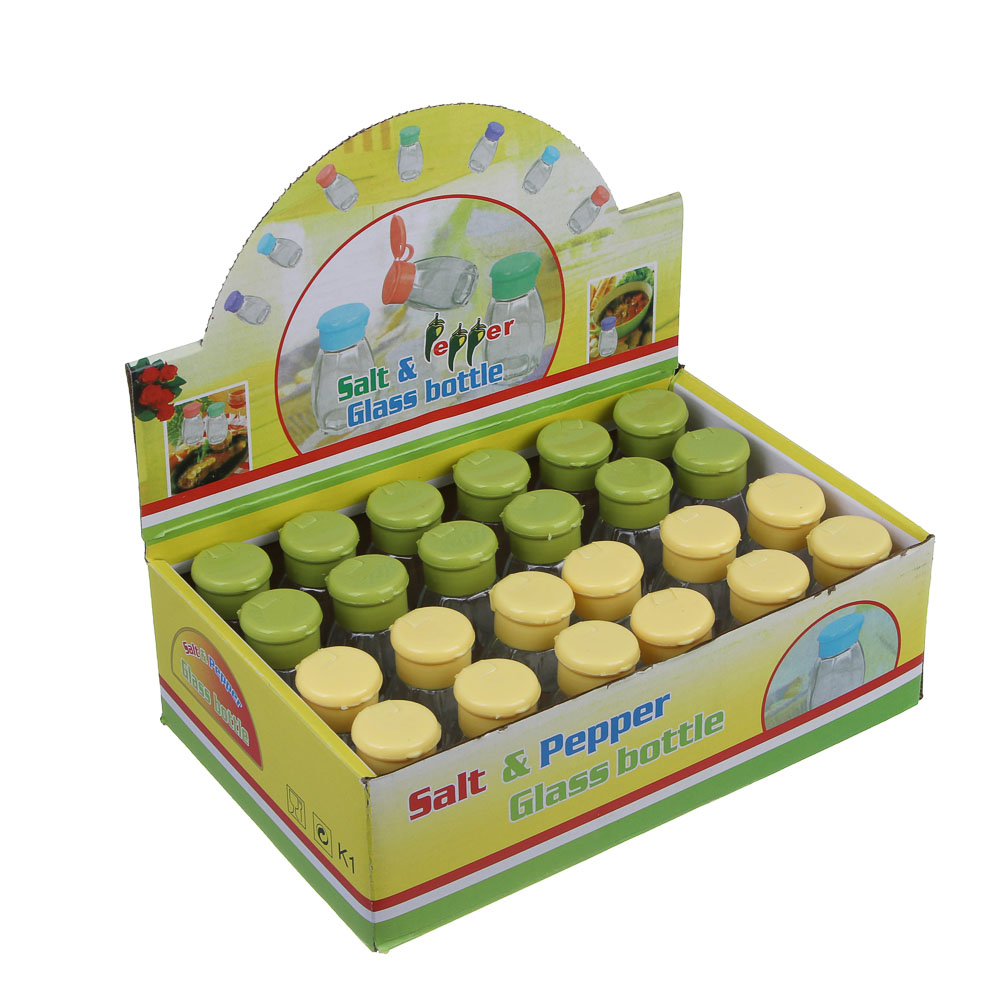 Солонка, стекло, пластик, 3,3х7,3см, арт.№ 828-209