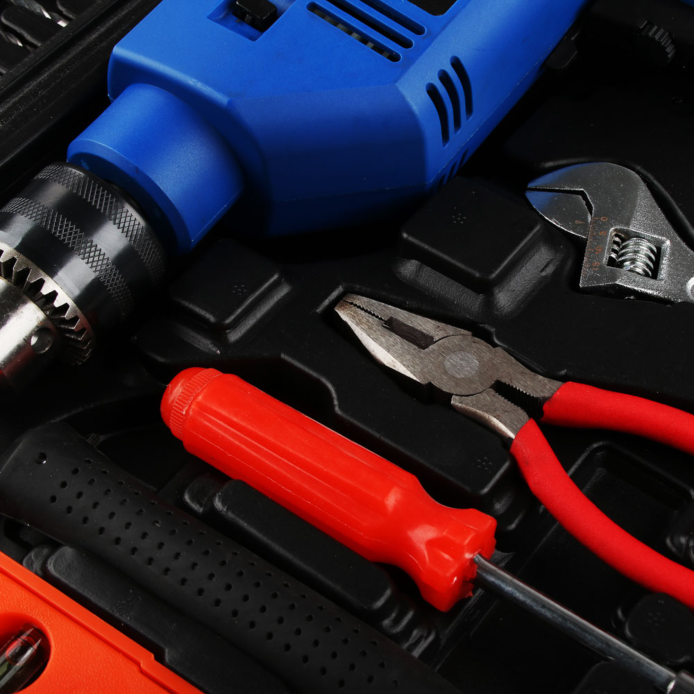 РОКОТ Набор инструментов "Домашний Мастер" Дрель Ударная 500Вт,набор,кейс 65 предметов для ремонта, арт.№ 693-011