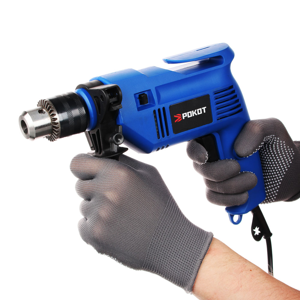 РОКОТ Набор инструментов "Домашний Мастер" Дрель Ударная 500Вт,набор,кейс 65 предметов для ремонта, арт.№ 693-011