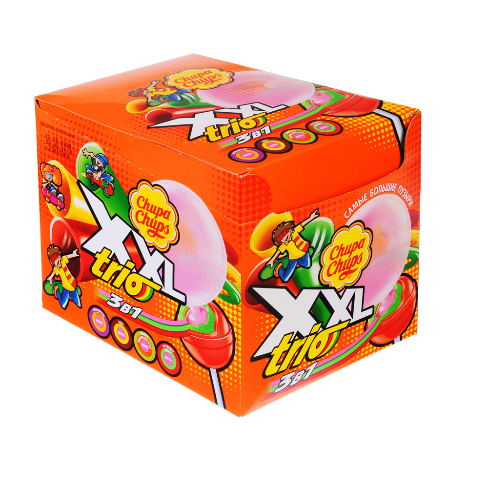 Карамель на палочке с жевательной резинкой Чупа Чупс XXL Trio, 29 г., арт.№ 475-201