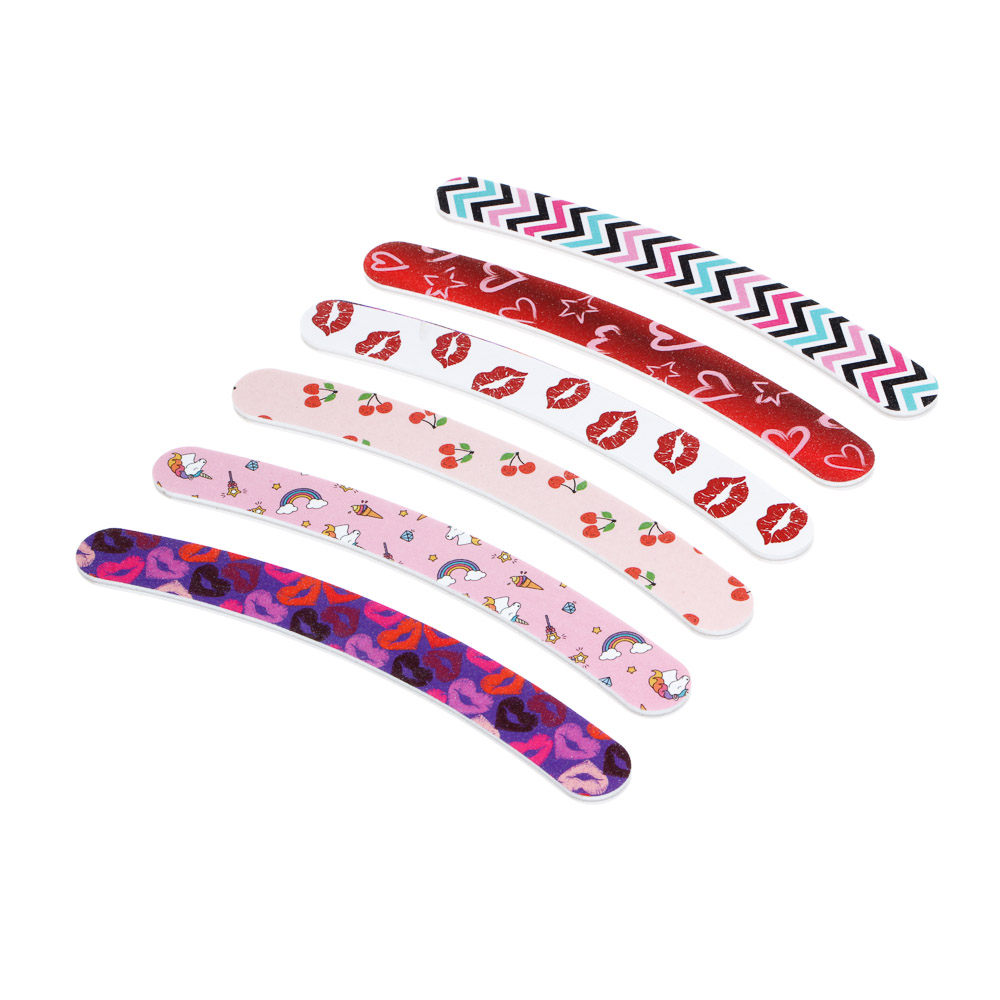 ЮНИLOOK Пилка для ногтей полировочная бумеранг 2-х сторонняя, 240/320 грит, ЭВА, 17,8см, 6 дизайнов, арт.№ 305-295