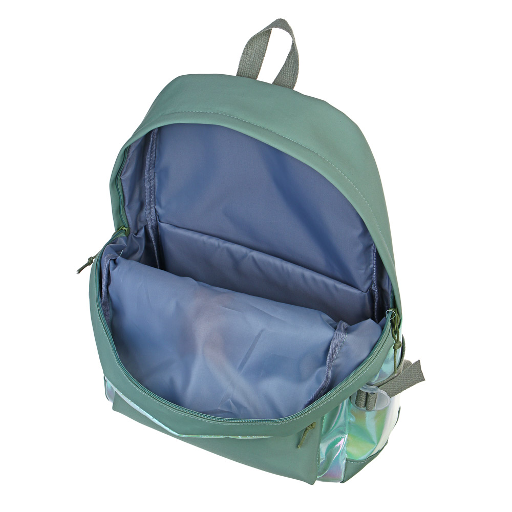 Рюкзак 45x31,5x14см, 1 отд., 4 карм., декор мягкой игрушкой, ПЭ, нейлон, зеленый, арт.№ 394-403