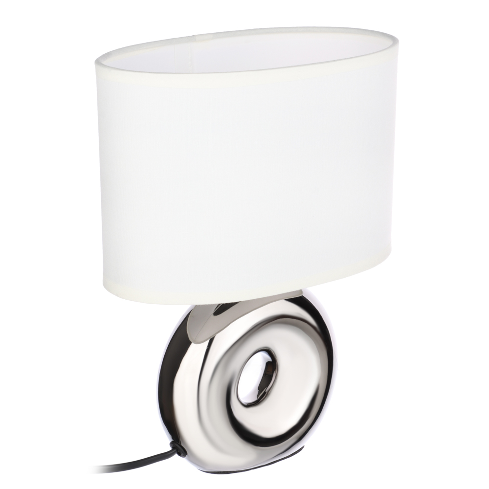 Светильник переносной настольный BY Осло, 25см, Е14, 40Вт, 230В,керамика,текстиль,белый/серебристый, арт.№ 476-011