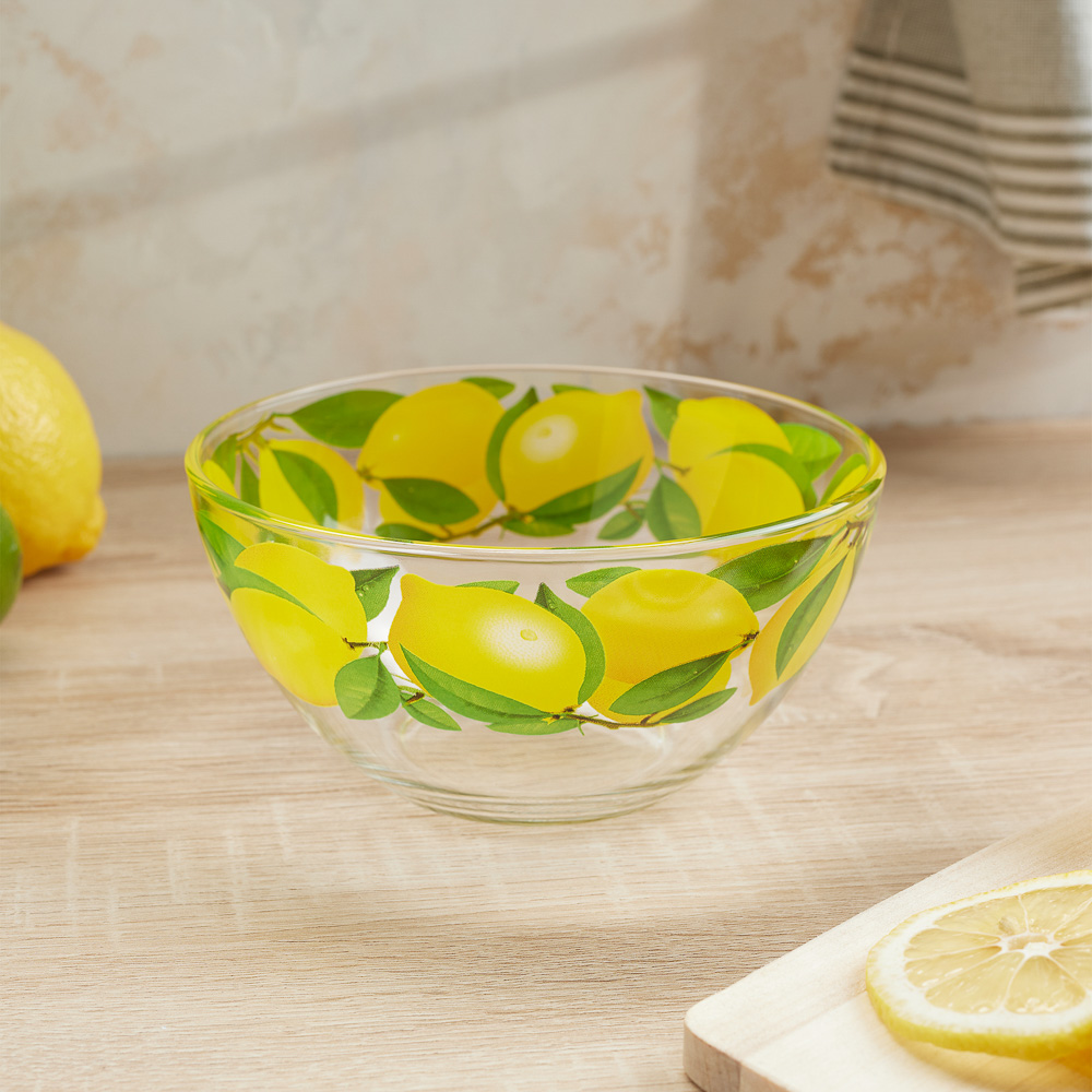 Салатник 0,7л, D-15,8см, Лимоны, стекло, арт.№ 877-687