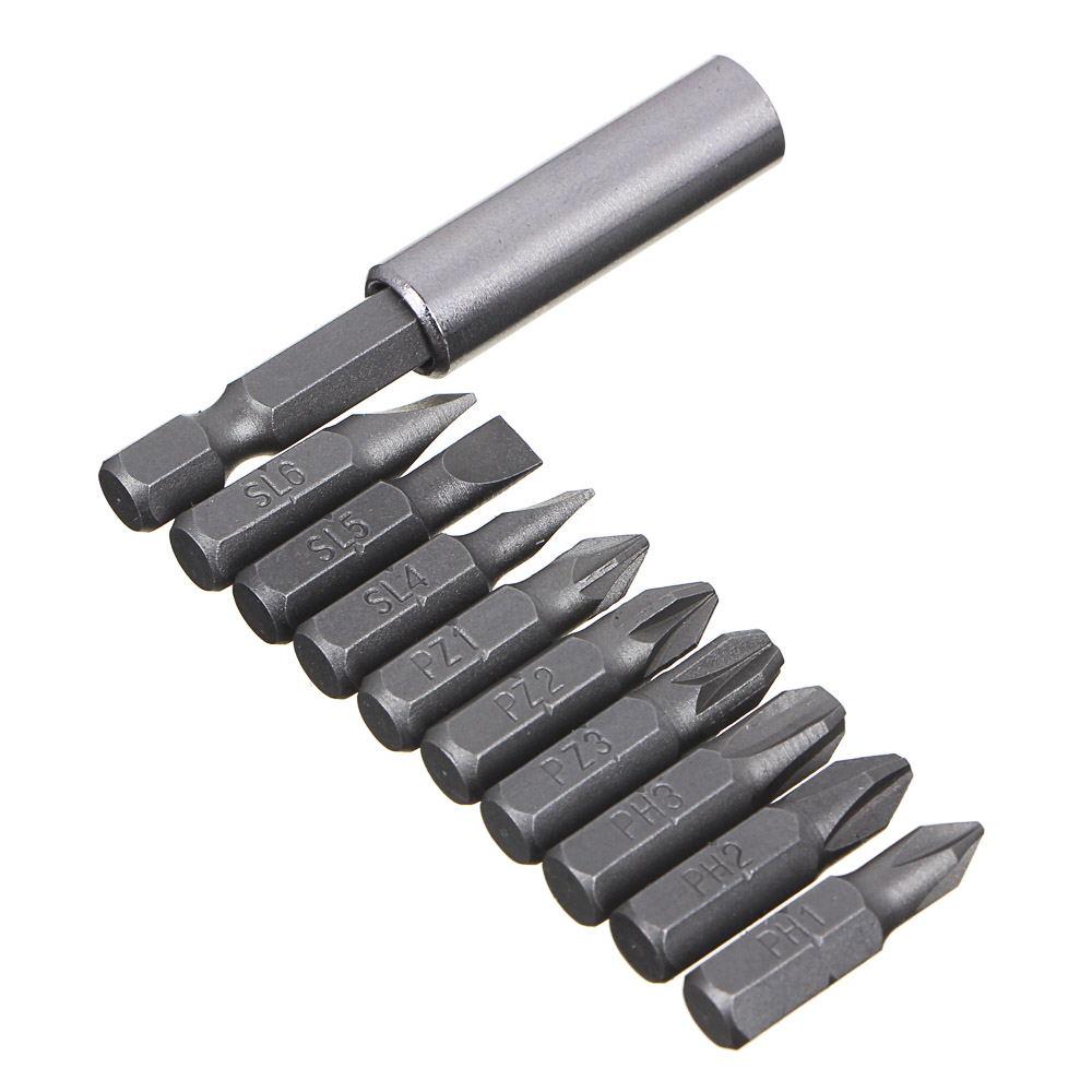 ЕРМАК Набор 10 пр: удлинитель-адаптер с магнитным держателем для бит; 9 бит длиной 25мм, арт.№ 601-049