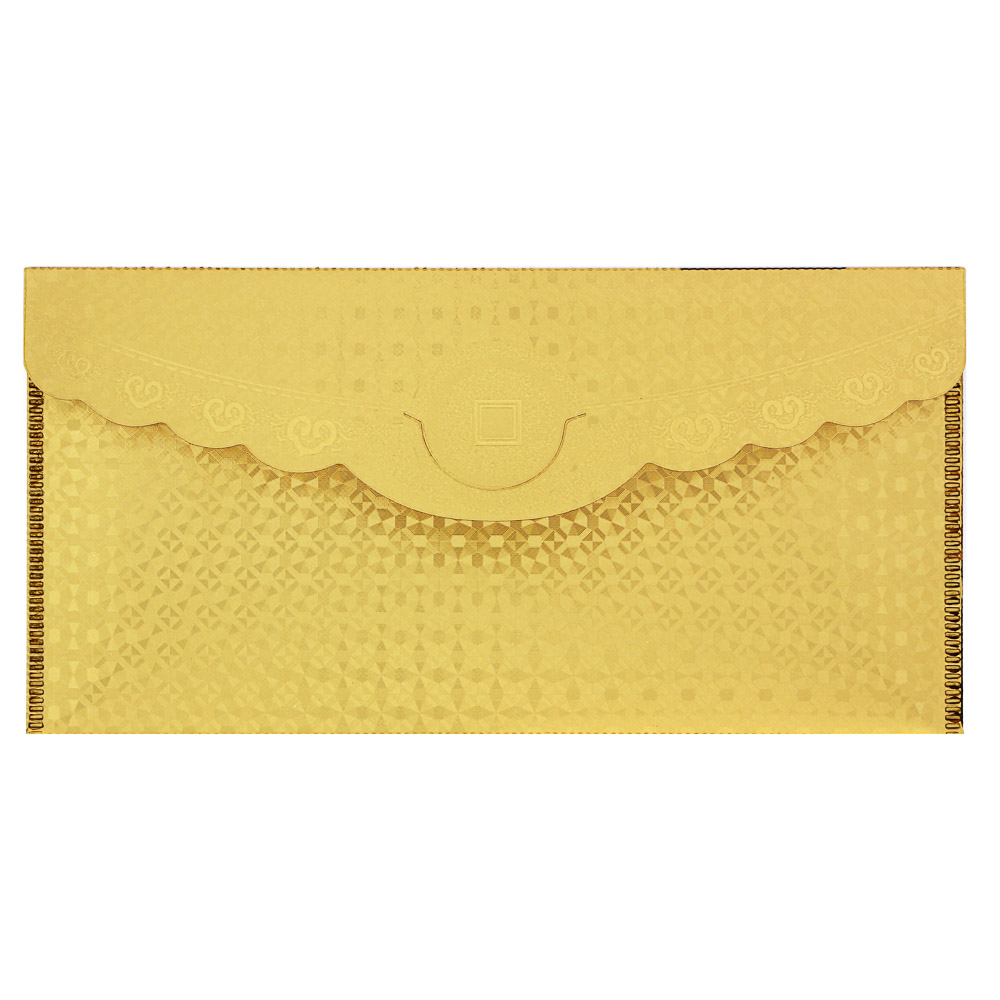 Конверт для денег золотой 9x18см, пластик, арт 2, 4 дизайна, дизайн ГЦ, арт.№ 521-080