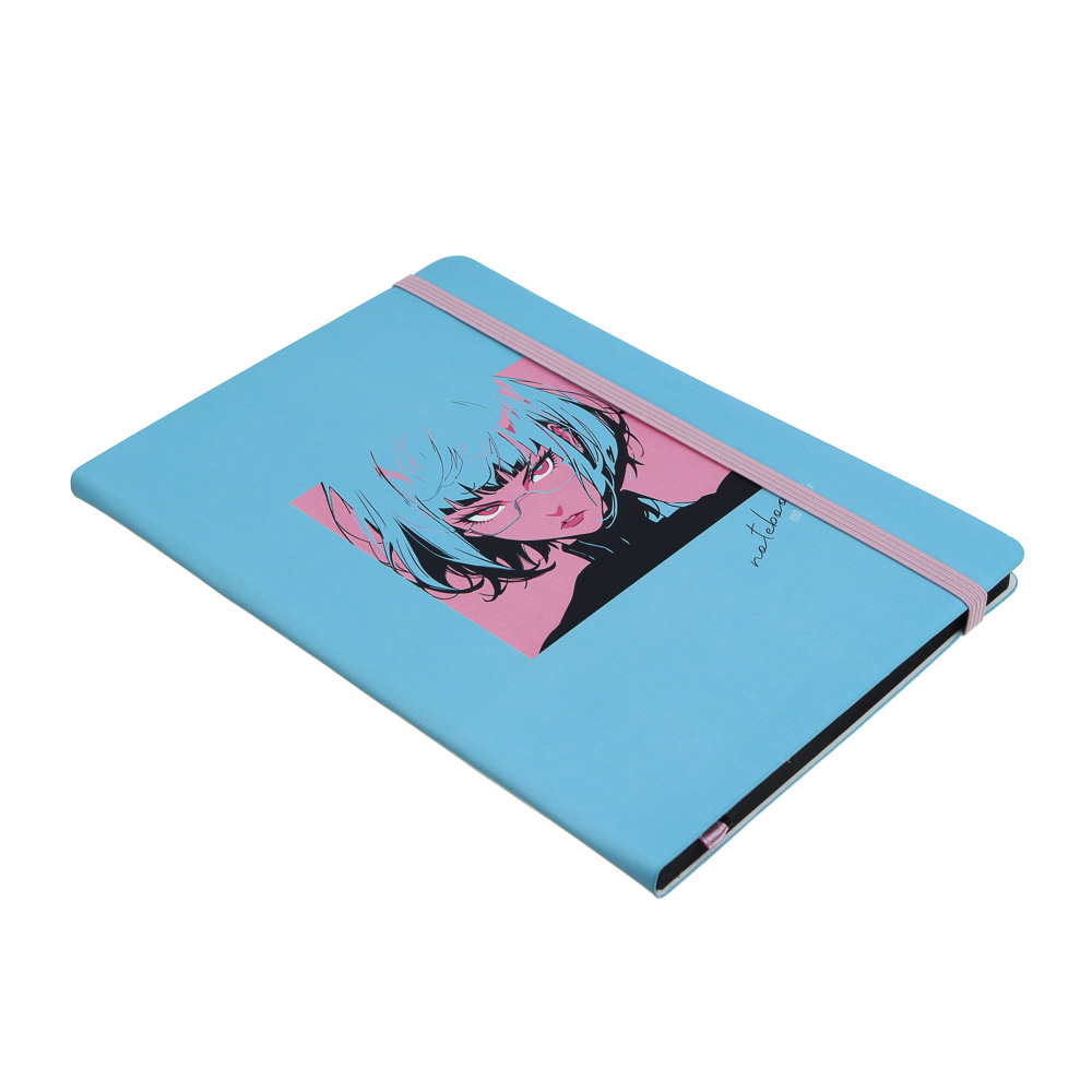 Бизнес-блокнот "АНИМЕ 3" А5, 192 страницы, гибкая обложка искусственная кожа, цветной срез, резинка, 2 закладки, арт.№ 572-281