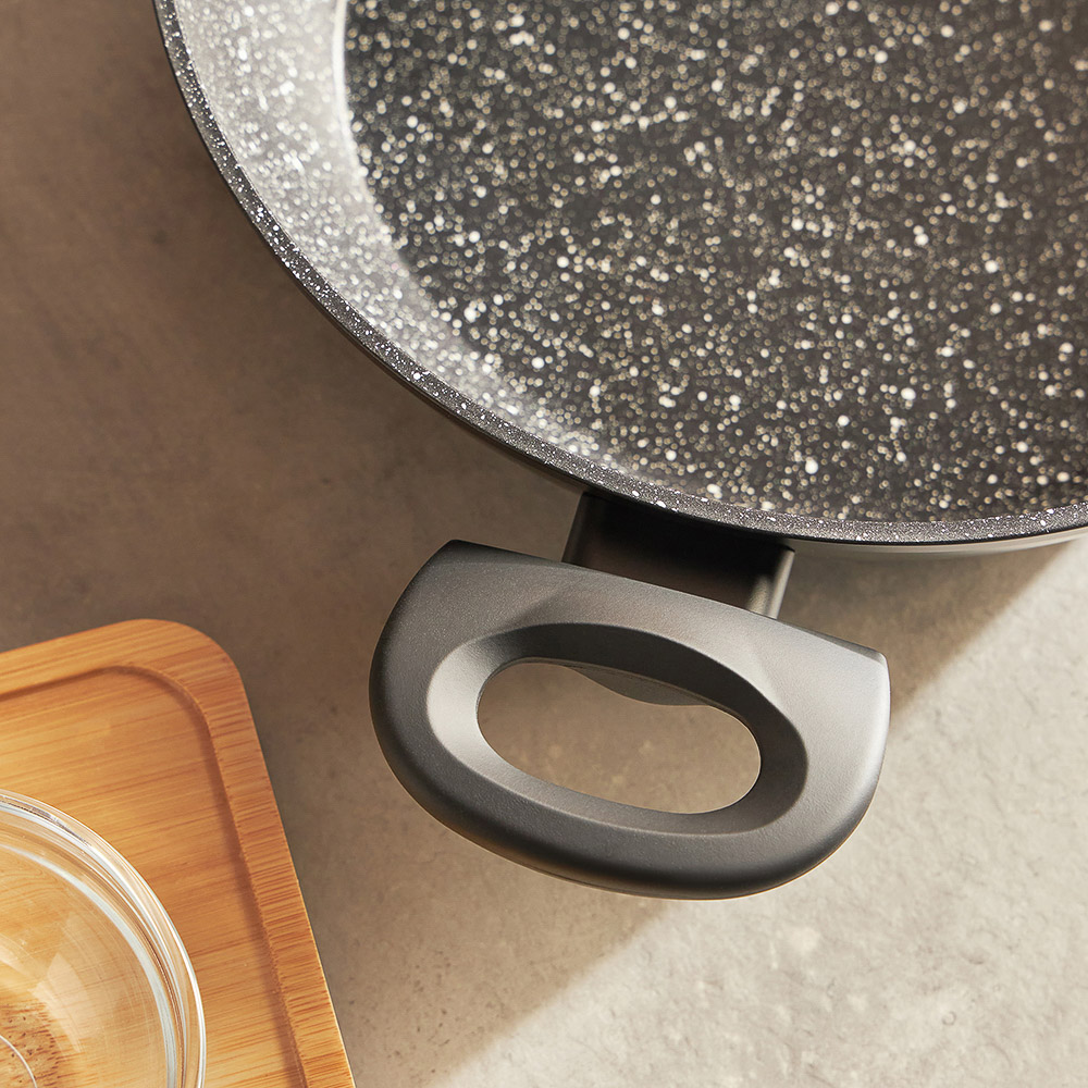 Набор посуды 4 предмета SATOSHI Стоун, сковорода, сотейник, кастрюля d24 см, крышка, антипригарное покрытие мрамор, арт.№ 846-433