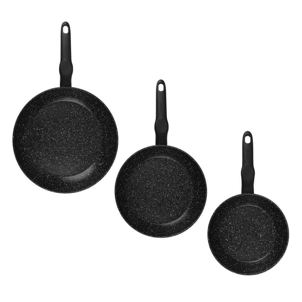 SATOSHI Стоун Набор сковород литых 3пр., d20, 24, 28см, антипригарное покрытие Мрамор, арт.№ 846-440