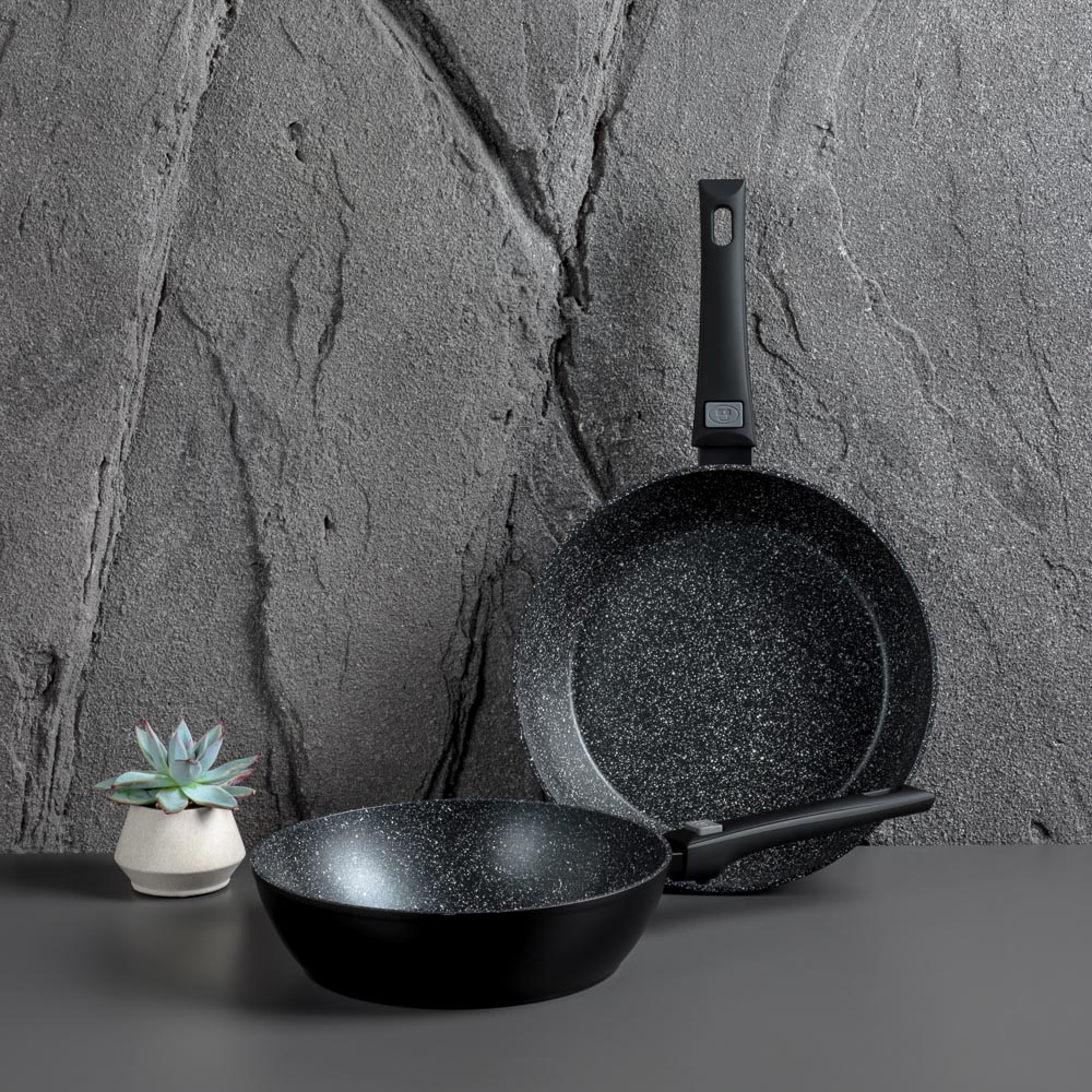 SATOSHI Оникс Сковорода глубокая литая d26см, антипригарное покрытие "мрамор", съемная ручка, индукц, арт.№ 846-318