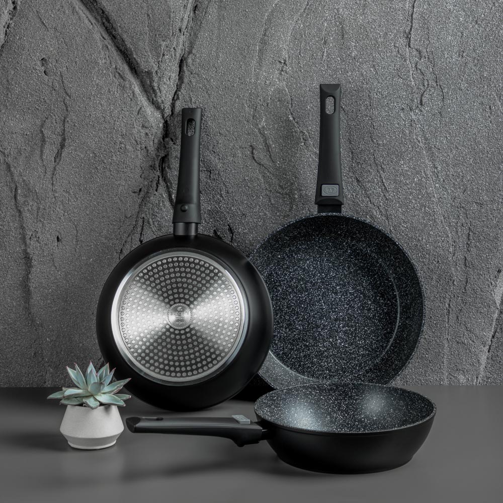 SATOSHI Оникс Сковорода глубокая литая d26см, антипригарное покрытие "мрамор", съемная ручка, индукц, арт.№ 846-318