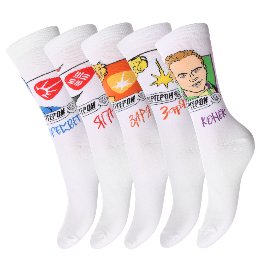 BY Русские Супергерои Носки р. 25-27, 65% хлопок, 25% полиэстер, 10% спандекс, 5 дизайнов, арт.№ 019-285