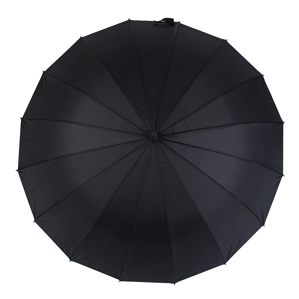 Зонт-трость универсальный, диаметр 115см, 16 спиц, металл, полиэстер, эпонж, черный, арт.№ 302-414