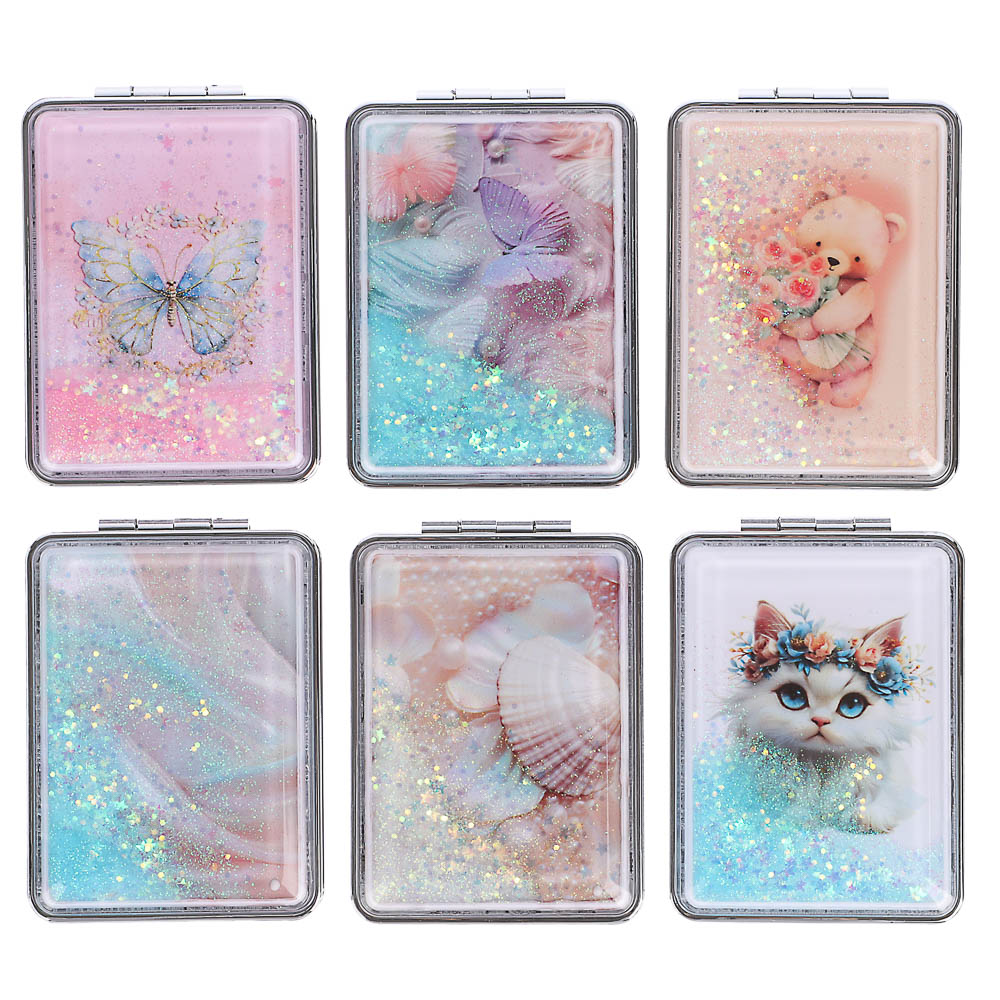 ЮНИLOOK Зеркало карманное, пластик, стекло, 8х5,8см, 6-12 дизайнов, арт.№ 301-240