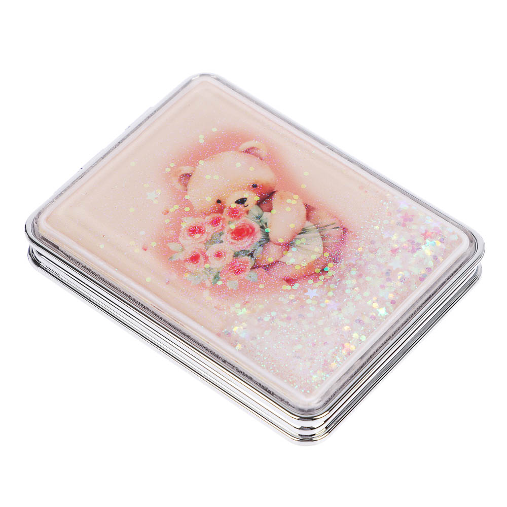 ЮНИLOOK Зеркало карманное, пластик, стекло, 8х5,8см, 6-12 дизайнов, арт.№ 301-240