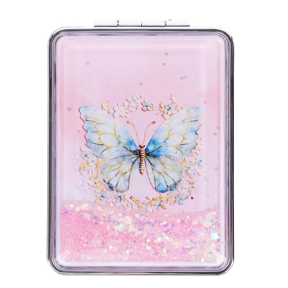 ЮНИLOOK Зеркало карманное, пластик, стекло, 8х5,8см, 6-12 дизайнов, арт.№ 301-240