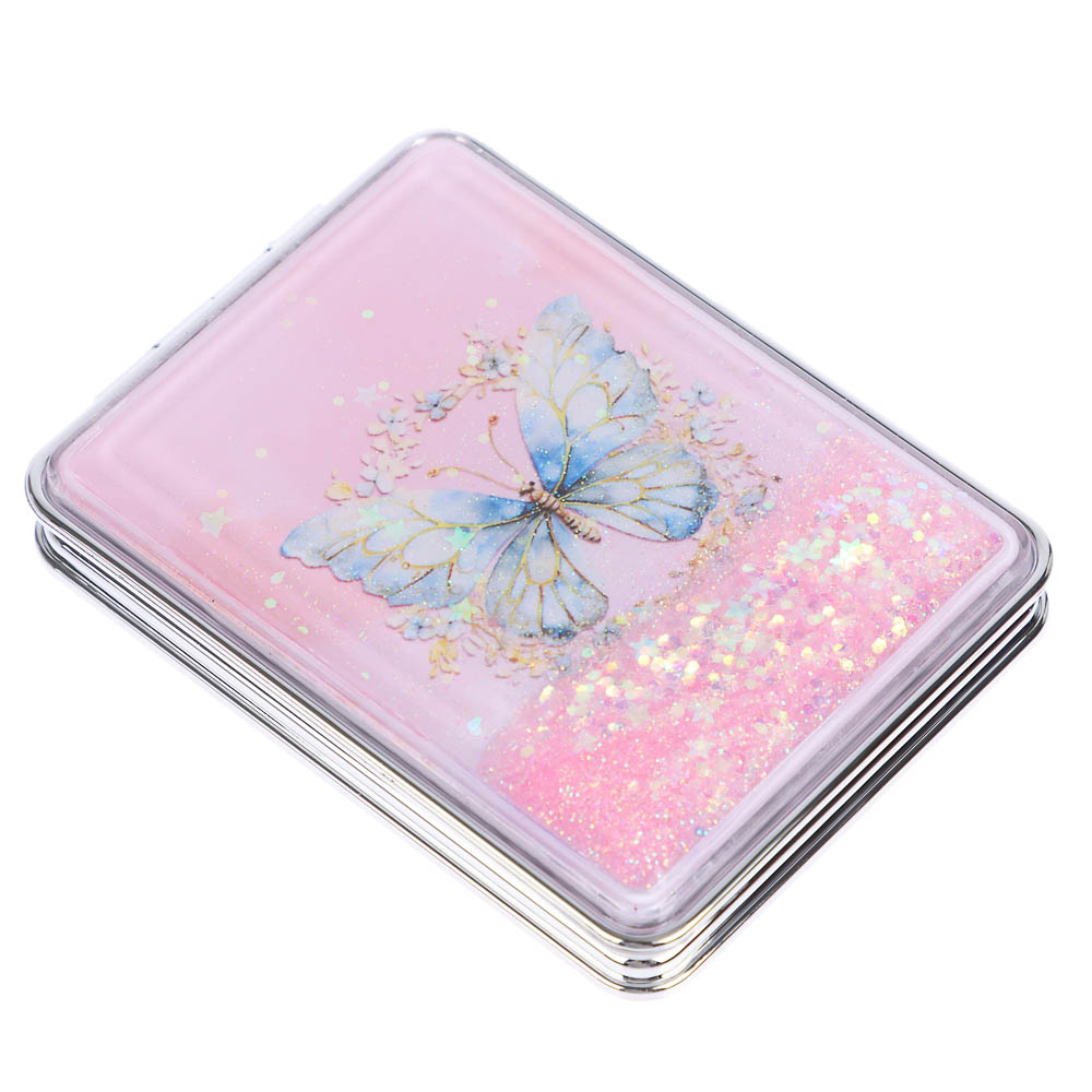 ЮНИLOOK Зеркало карманное, пластик, стекло, 8х5,8см, 6-12 дизайнов, арт.№ 301-240