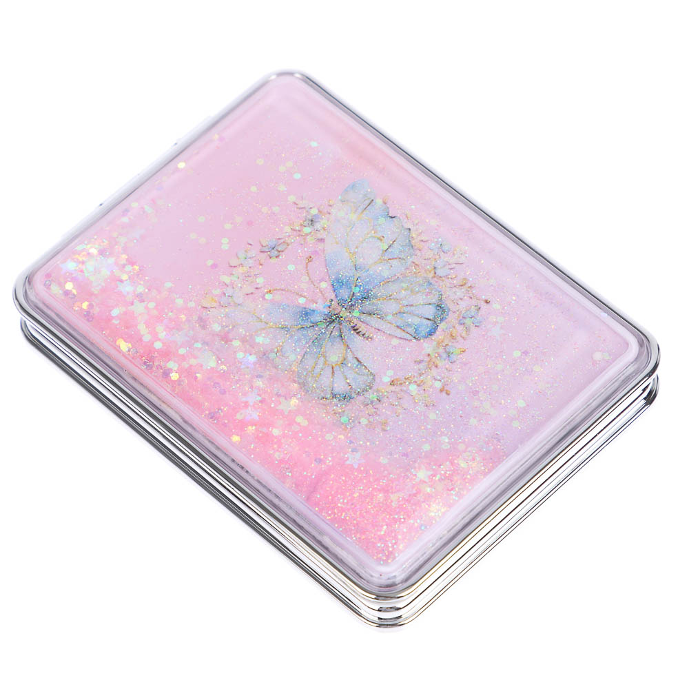 ЮНИLOOK Зеркало карманное, пластик, стекло, 8х5,8см, 6-12 дизайнов, арт.№ 301-240