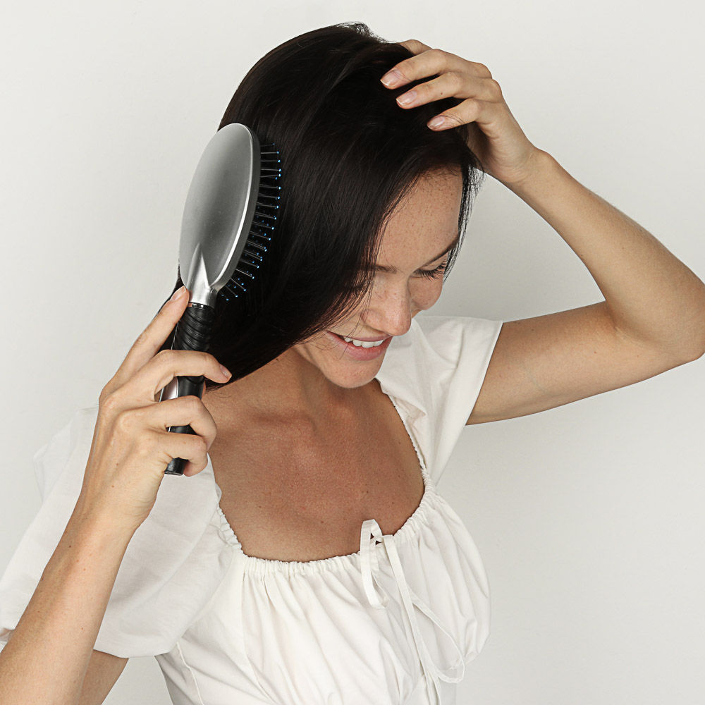 ЮНИLOOK Расческа массажная широкая, пластик, 23,8х7см, черно-серая, 629-8651, арт.№ 356-128