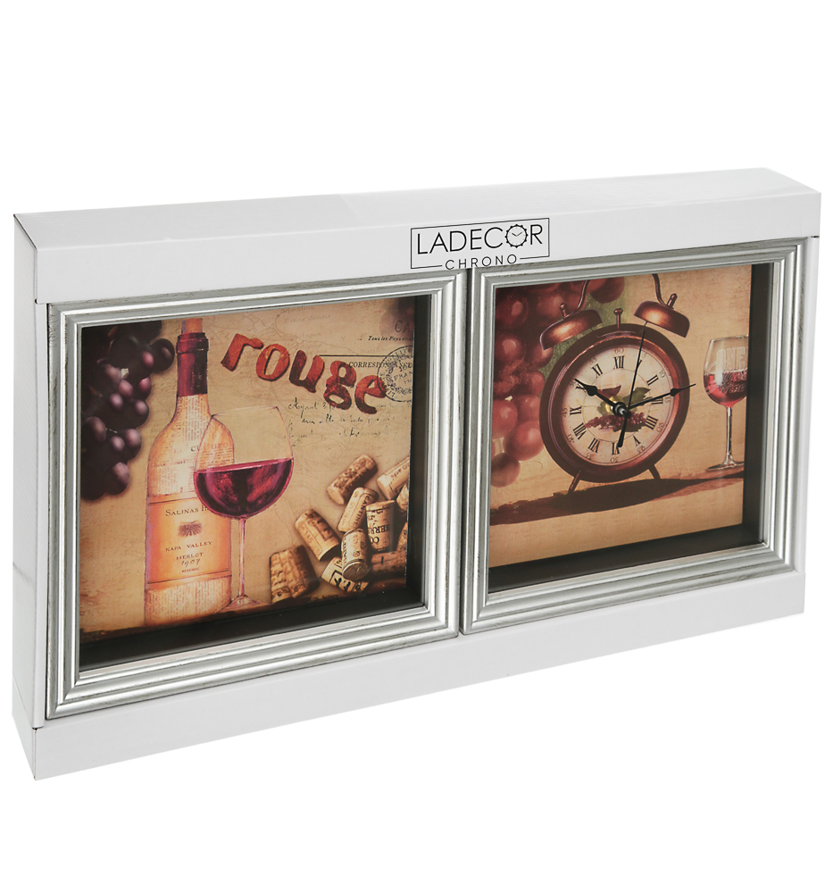 LADECOR CHRONO Часы настенные с панно, 24,3x24,3x5см, пластик, 1хАА, арт 1, арт.№ 581-932