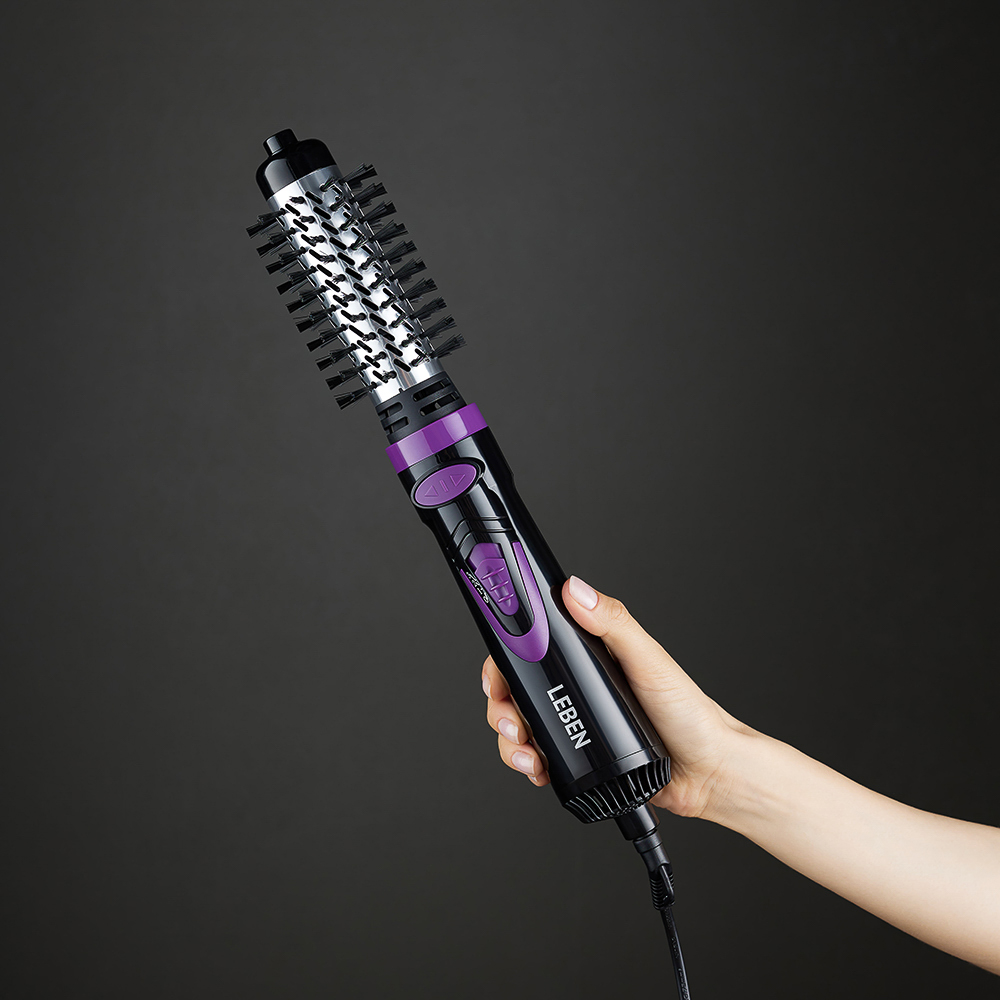 LEBEN Фен-щетка для волос, 1000Вт, 3 темп. реж., 2 скорости, автомат. вращение НТ-1002, арт.№ 259-130