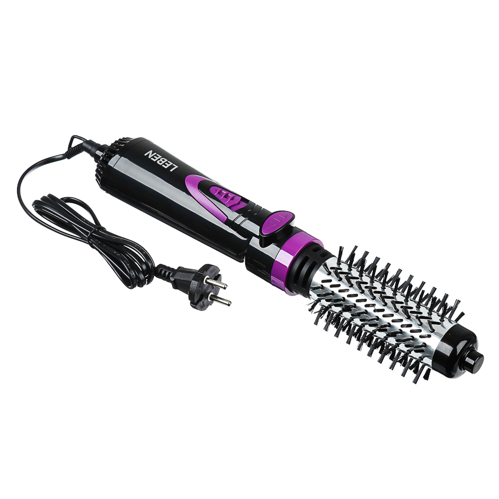 LEBEN Фен-щетка для волос, 1000Вт, 3 темп. реж., 2 скорости, автомат. вращение НТ-1002, арт.№ 259-130