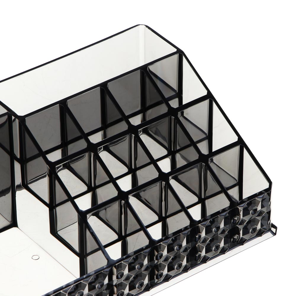 ЮНИLOOK Органайзер для декоративной косметики прозрачный, 22,4х12,6х8см, PS, черный, ВЗ24-32, арт.№ 357-317