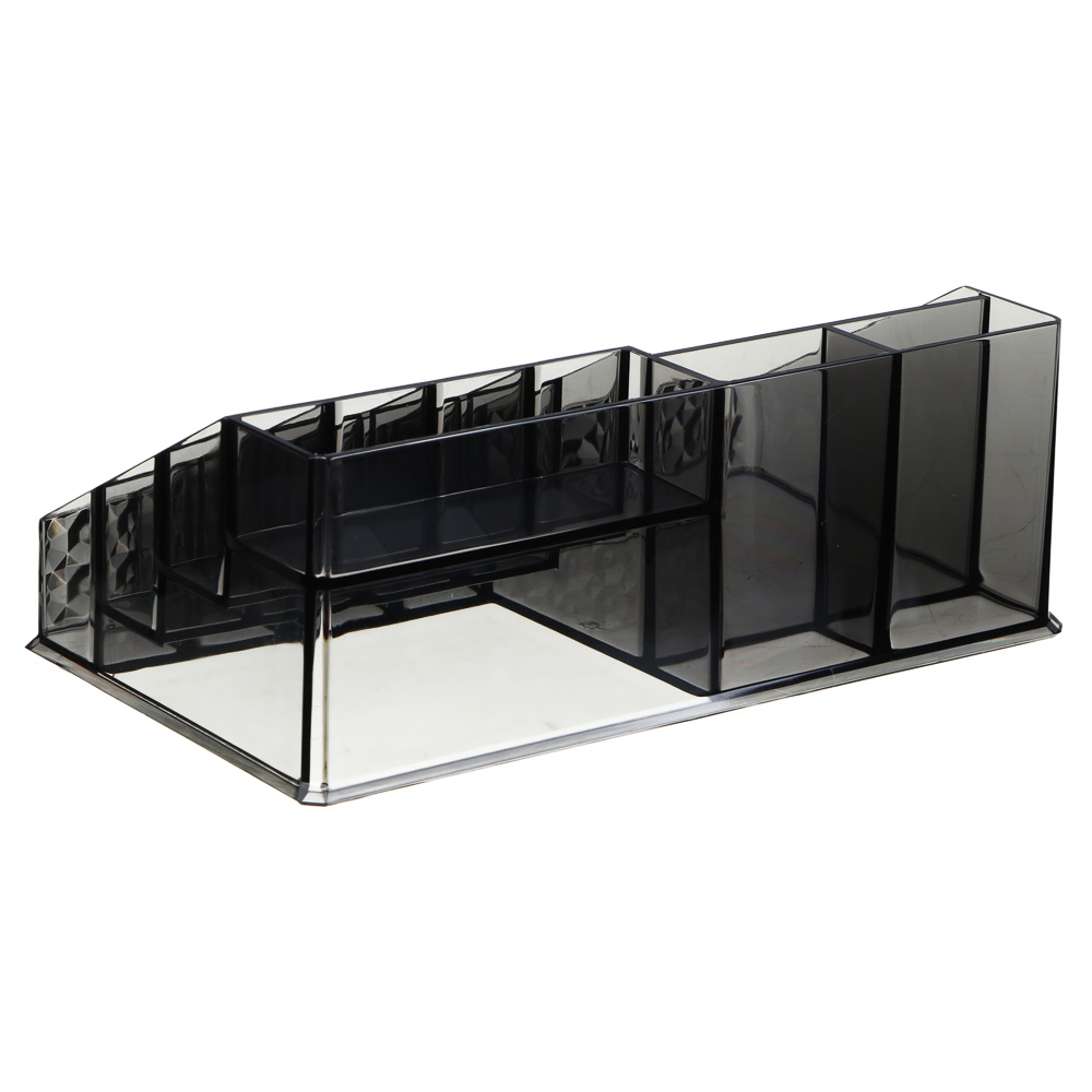 ЮНИLOOK Органайзер для декоративной косметики прозрачный, 22,4х12,6х8см, PS, черный, ВЗ24-32, арт.№ 357-317