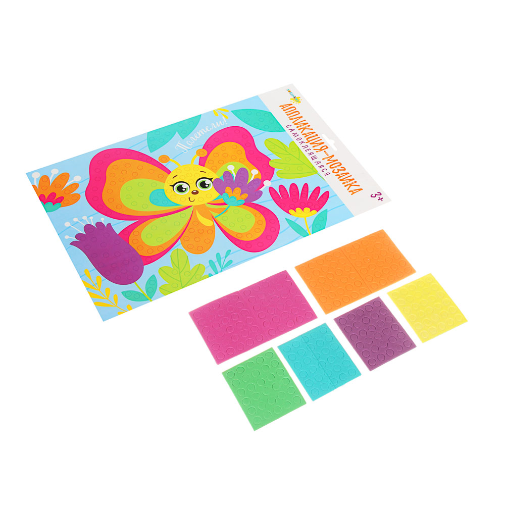 ХОББИХИТ Аппликация-мозаика самоклеящаяся,21х34см, бумага, ЭВА, 8-12 дизайнов, арт.№ 285-147