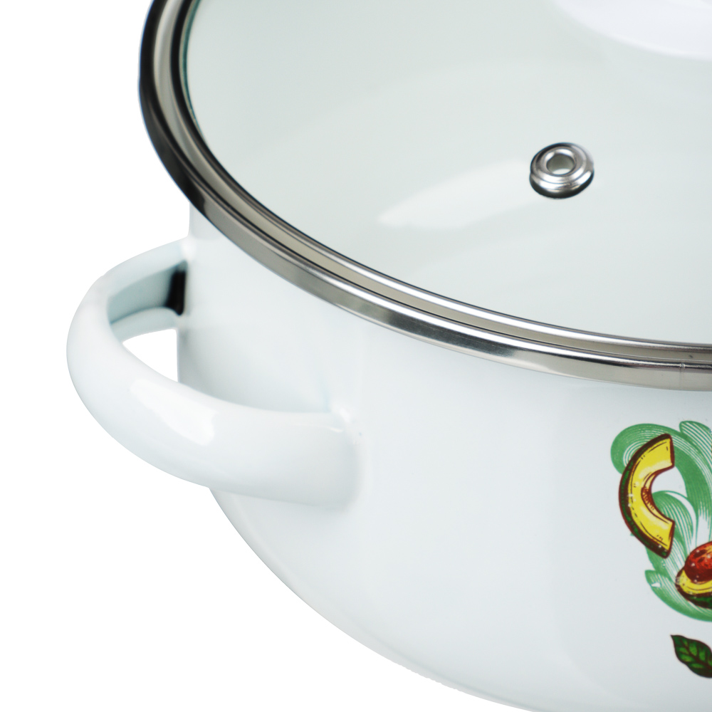 Набор эмалированных кастрюль со стекл. крышками, 4пр. (18/24см, 1,5/4л) "Авокадо", индукция, арт.№ 894-507