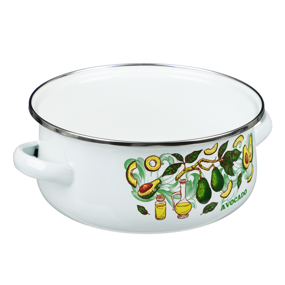 Набор эмалированных кастрюль со стекл. крышками, 4пр. (18/24см, 1,5/4л) "Авокадо", индукция, арт.№ 894-507