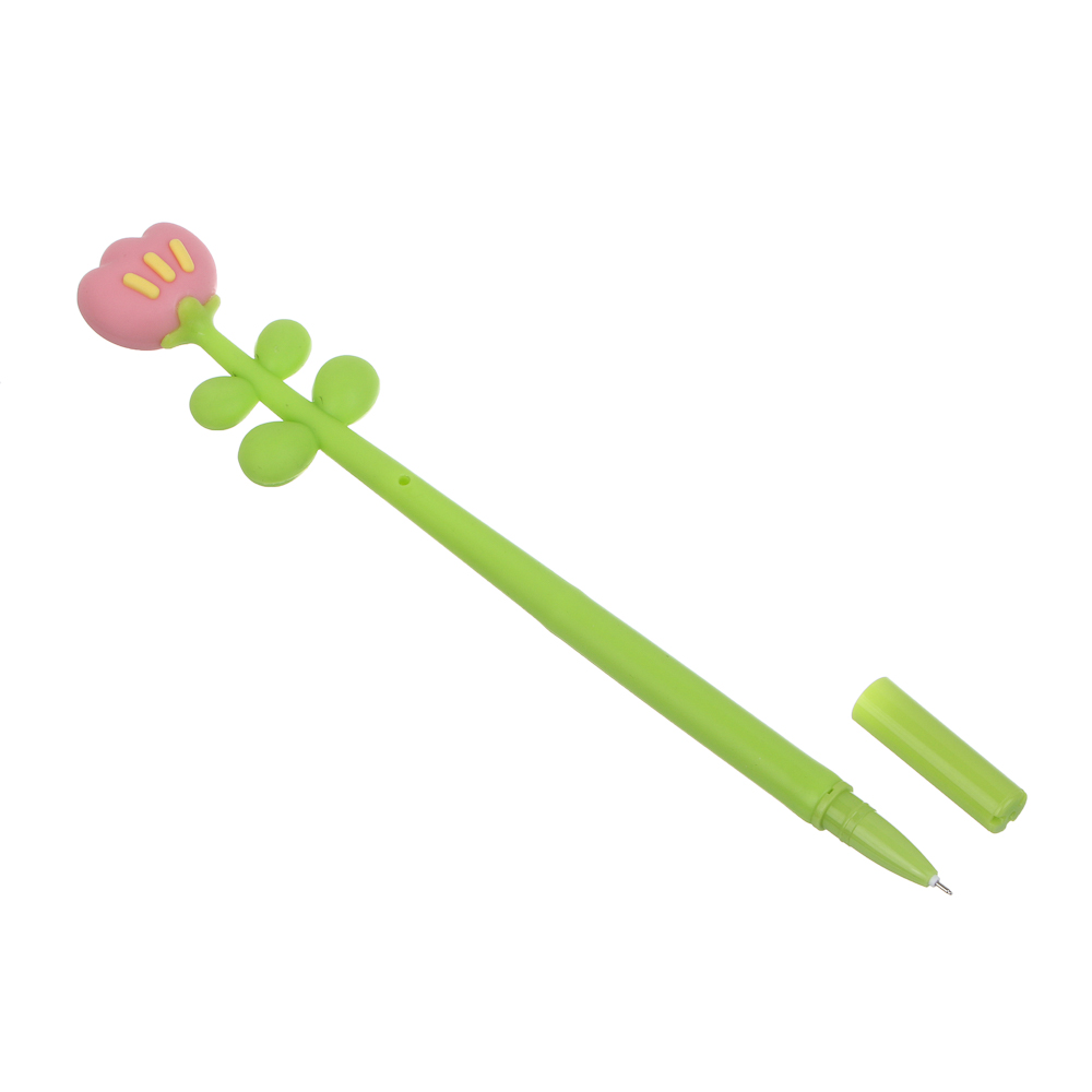 Ручка гелевая силиконовая синяя "Тюльпан", 6 видов, шоу-бокс, арт.№ 591-322