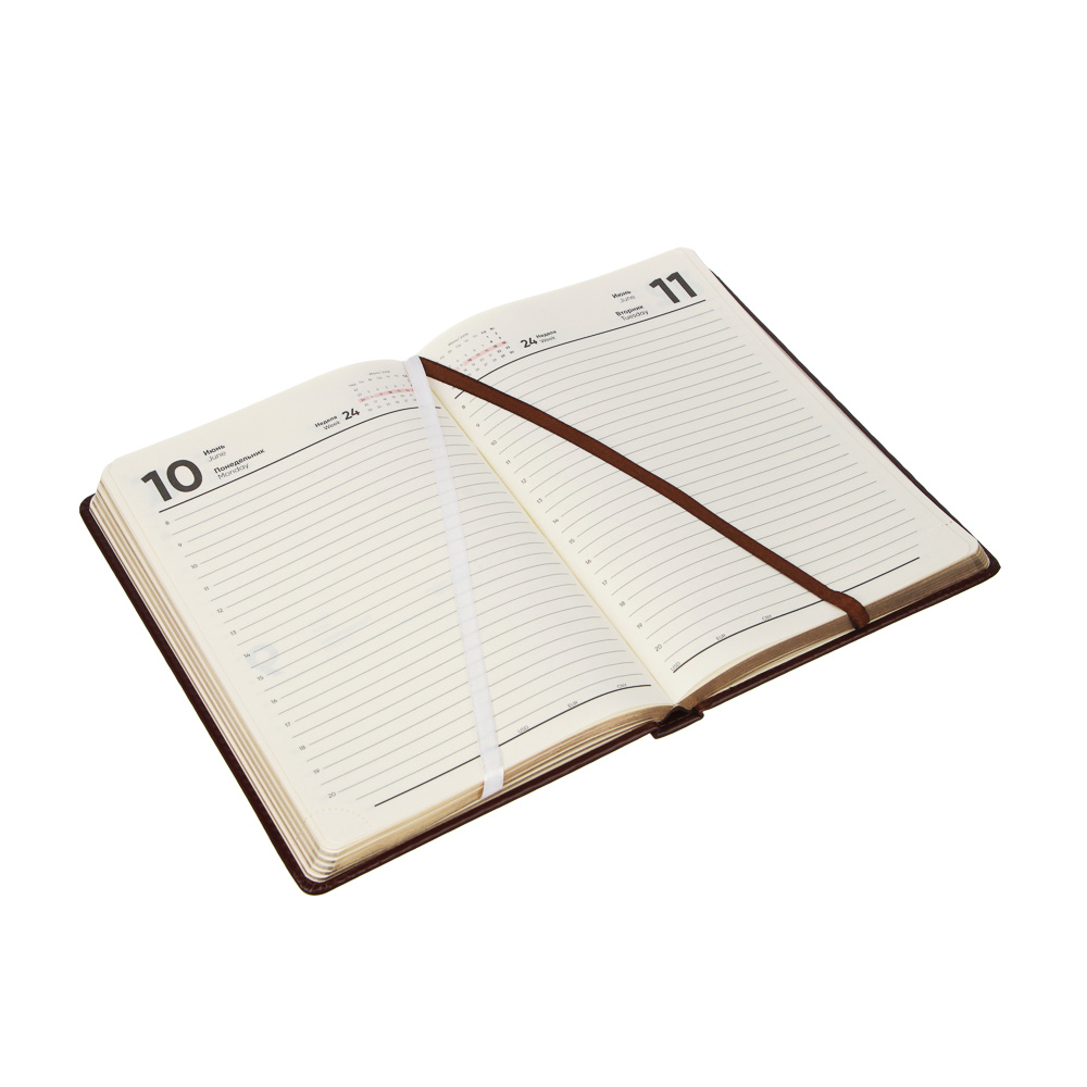 Ежедневник на 2024 "ПРЕСТИЖ" А5, 352 стр., тв.обл.с поролоном, иск.кожа, цв.срез, тонир.блок, корич, арт.№ 572-141