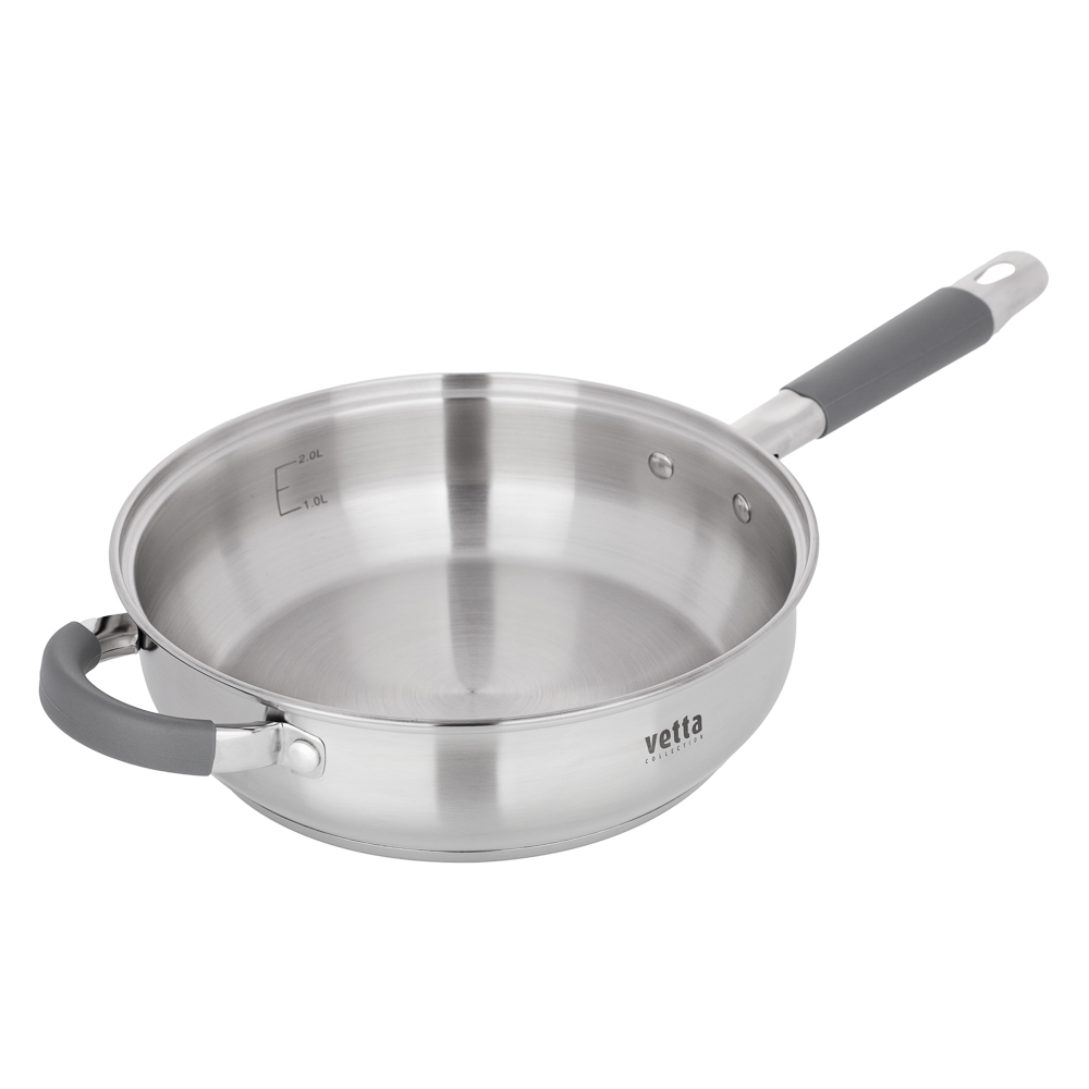 VETTA Вена Сковорода 24х7,5 см, объем 3,2 л, со стеклянной крышкой, индукция, арт.№ 822-144