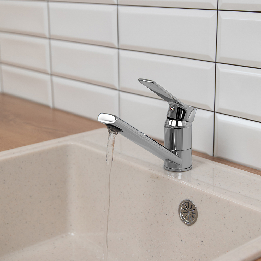 RAIN Смеситель для раковины Цитрин, низкий излив 13см, керам. картридж 35мм, латунь, хром, арт.№ 561-005