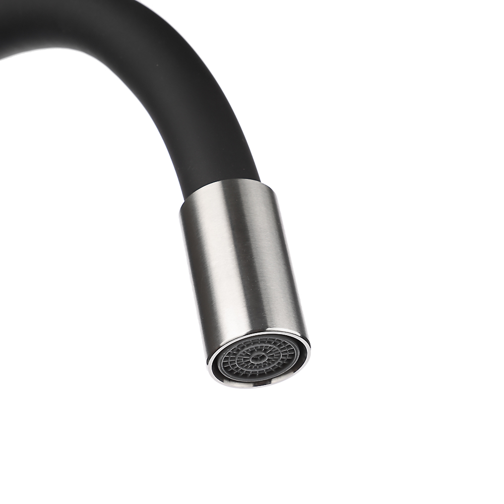 СоюзКран Смеситель для кухни, силиконовый излив, кер. кран-буксы 1/2, черный, нерж.сталь, SS01-С242, арт.№ 567-003