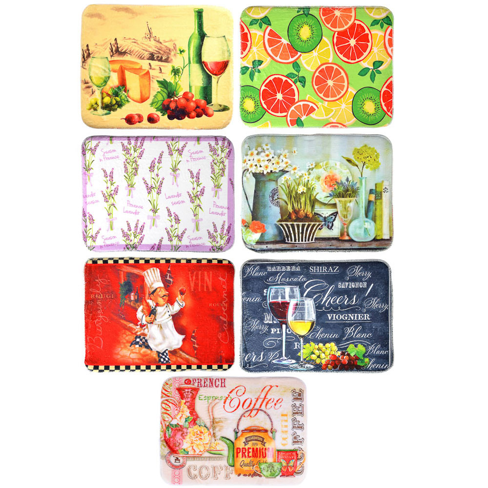 VETTA Коврик для сушки посуды микрофибра, 0,9см, 40x30см, 3 дизайна, арт.№ 485-076