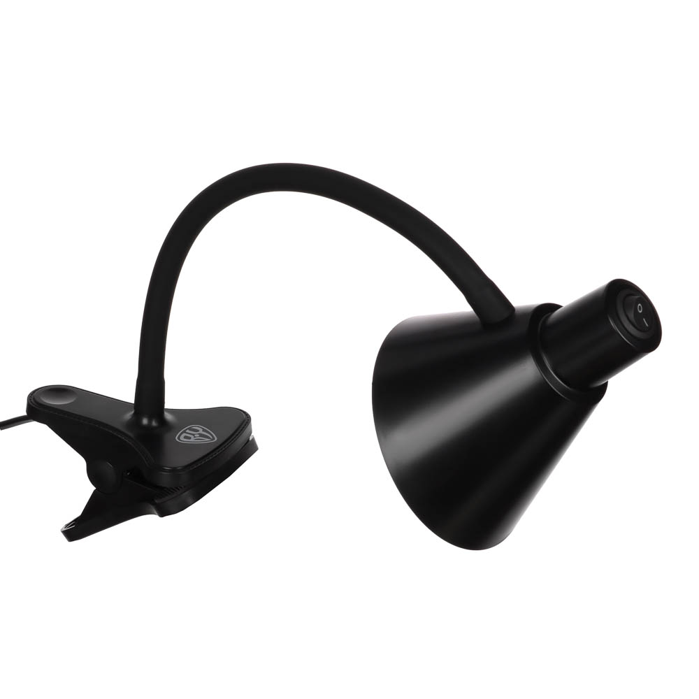 Светильник переносной настольный на прищепке BY, 230В, 5 Вт, 300Лм, металл, пластик, черный, арт.№ 476-442