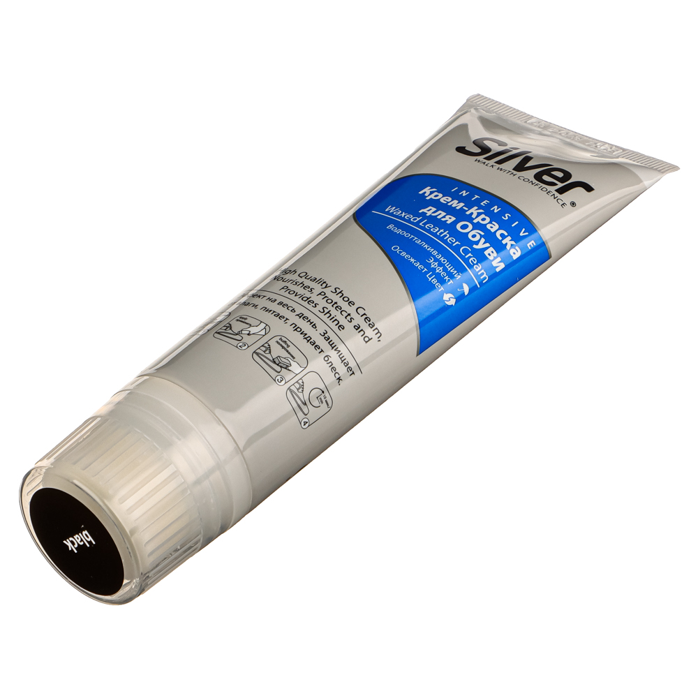 SILVER Крем-краска для обуви - тюбик 75 мл, черный, KB2001-01, арт.№ 459-005