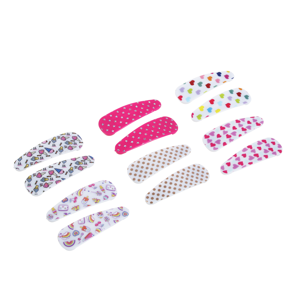 BERIOTTI Набор зажимов для волос 2шт, пластик, сплав, 5см, 6 цветов, арт.№ 321-275