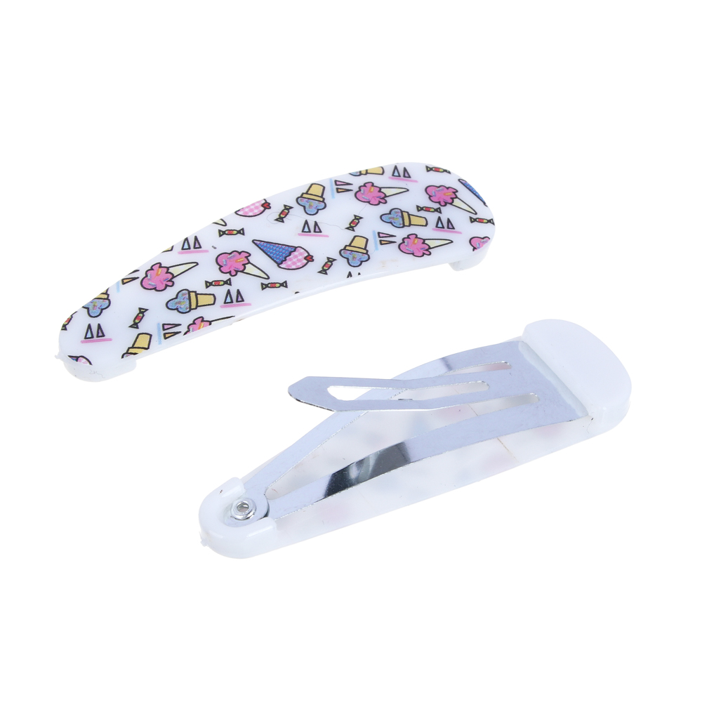 BERIOTTI Набор зажимов для волос 2шт, пластик, сплав, 5см, 6 цветов, арт.№ 321-275