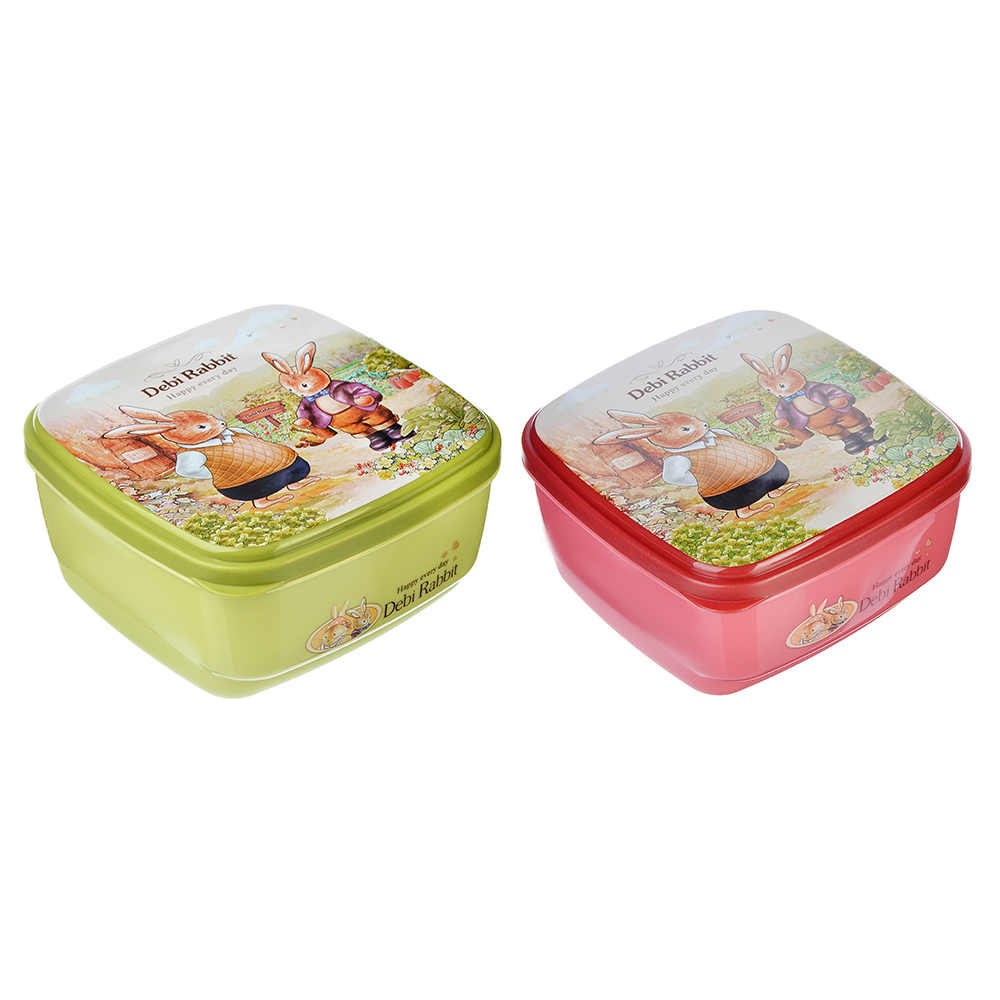 Набор контейнеров с крышками "Зайчата", 4шт, квадратный (530 мл, 380мл,220мл, 130мл),  полипропилен, арт.№ 829-182