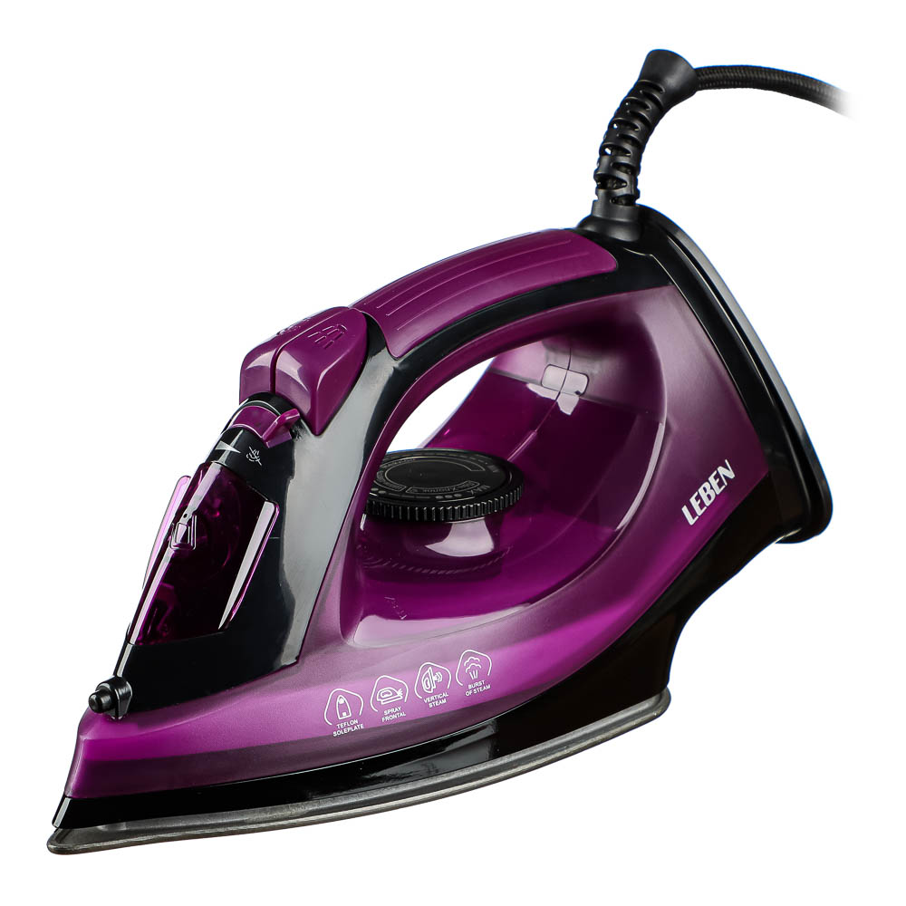 LEBEN Утюг с отпаривателем 2000Вт, тефлон, бак для воды 180 мл, арт.№ 249-038
