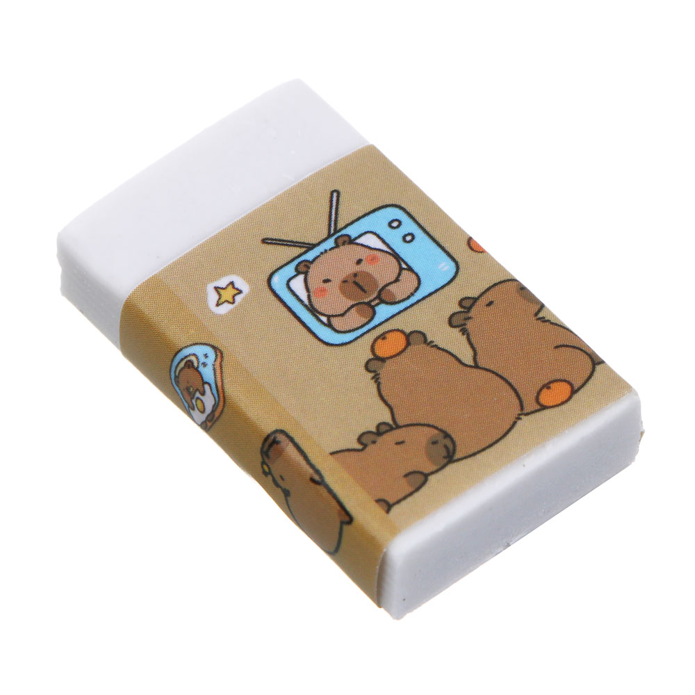 Набор канцелярский 4 пр., линейка раскладная, ластик, точилка, карандаш ч/гр "Капибара", ПВХ пенал, арт.№ 607-076