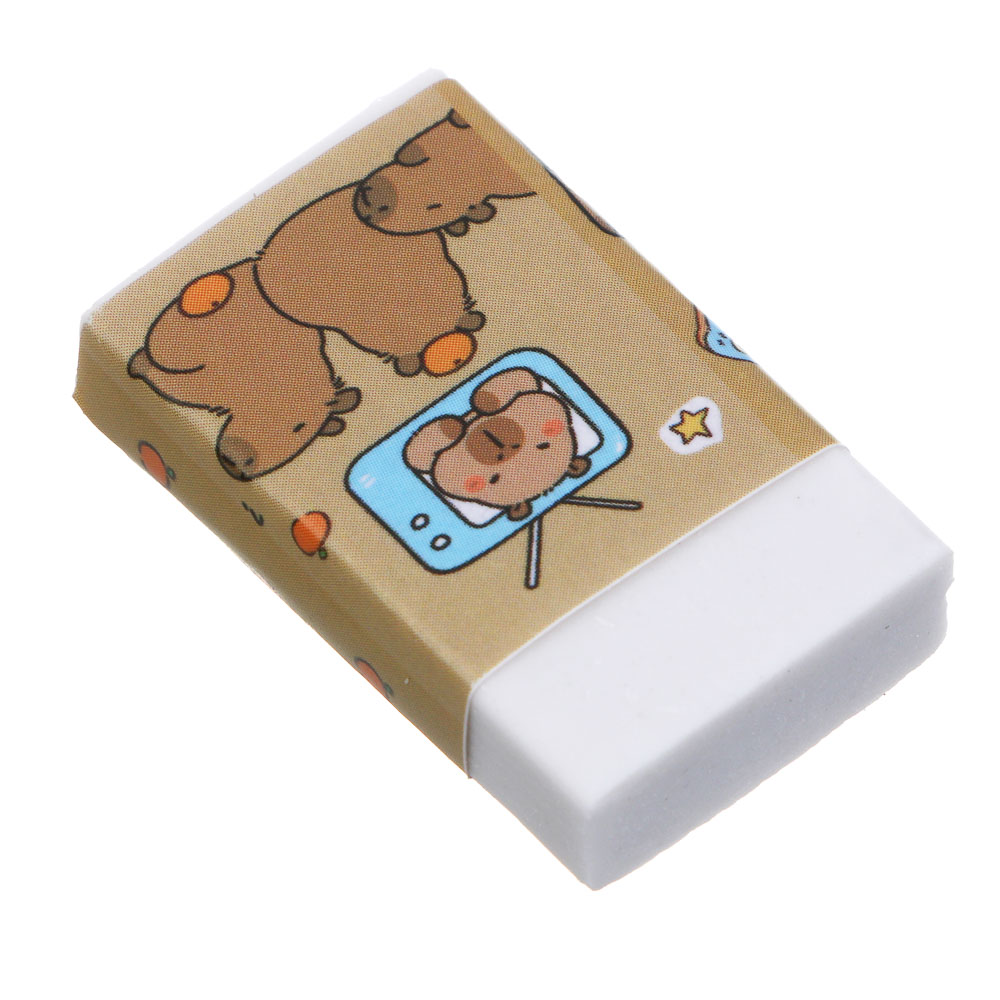 Набор канцелярский 4 пр., линейка раскладная, ластик, точилка, карандаш ч/гр "Капибара", ПВХ пенал, арт.№ 607-076