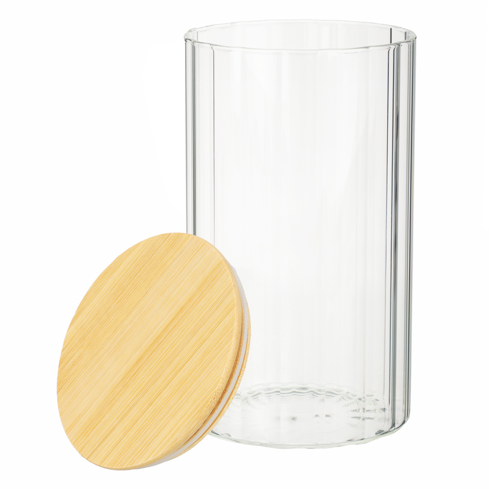 VETTA ЭКО Грани Банка для хранения 1100мл, 17х10см, стекло, бамбук, арт.№ 828-321