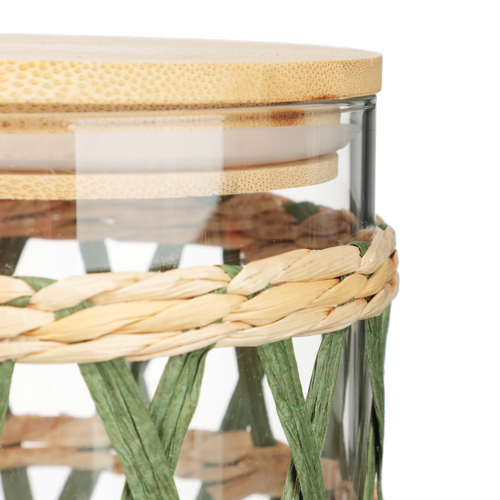 VETTA ЭКО Жгут Банка для хранения 750мл, 12х11см, стекло, бамбук, арт.№ 828-322