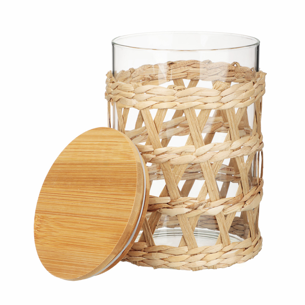 VETTA ЭКО Жгут Банка для хранения 1100мл, 16х11см, стекло, бамбук, арт.№ 828-323