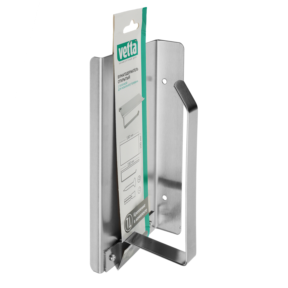 VETTA Держатель для туалетной бумаги с полкой, крепление в компл., сатин, нерж.сталь, арт.№ 555-006